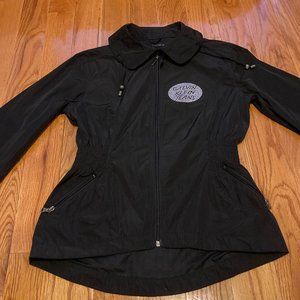 Calvin Klein Black Women's Windbreaker Jacket Size M with Ruched Waist